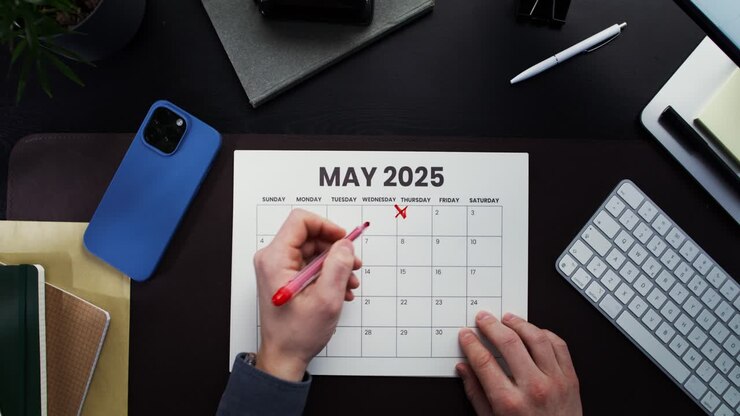 Persona che Pianifica il Proprio Programma a Maggio 2025