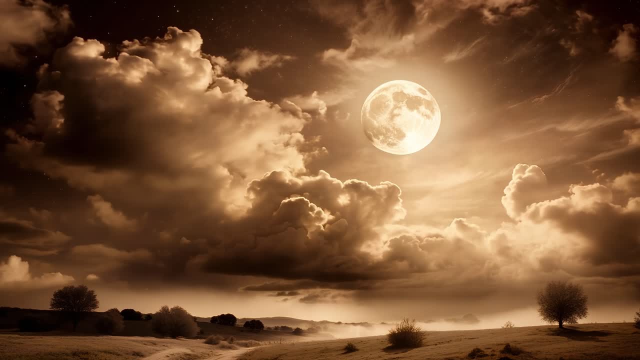 полная луна над полем ночью