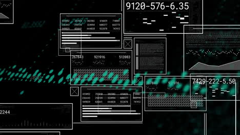 animación de las interfaces con el procesamiento de datos contra un fondo negro