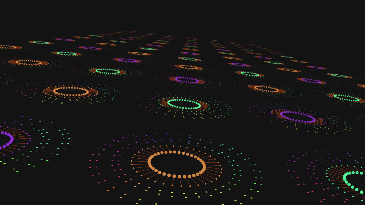 Vibrant circle pattern on black background