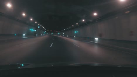 driving on a tunnel at night