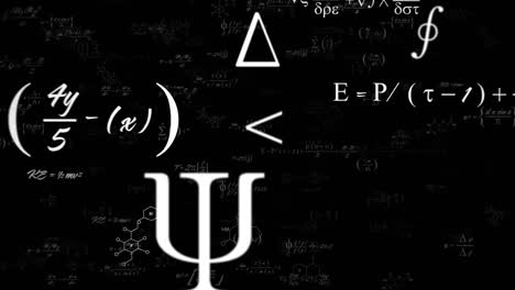 animation of mathematical equations on black background