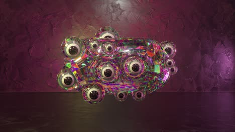 rendering 3d abstracto de una estructura cristalina con ojos