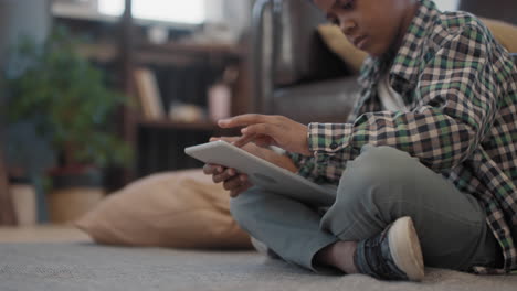 Cute Afro Boy With Digital Tablet
