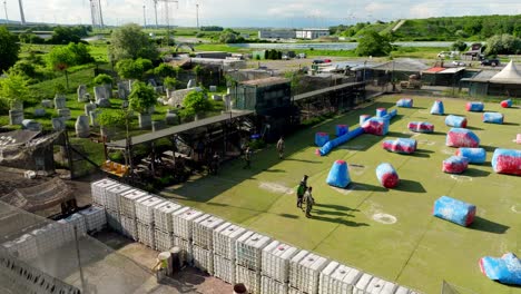 paintball players in an outdoor paintball park in austria