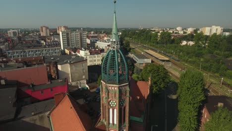 Aerial-Orbital-Shot-of-Old-Post-Office-in-City-Center-4K