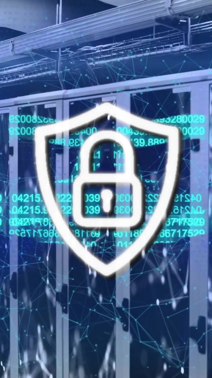 Animazione di lucchetto e catene su sala server