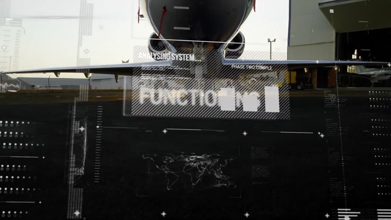 공항에서 항공기에 대한 데이터 처리 인터페이스의 애니메이션