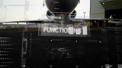 animación de la interfaz con el procesamiento de datos contra el avión en un aeropuerto