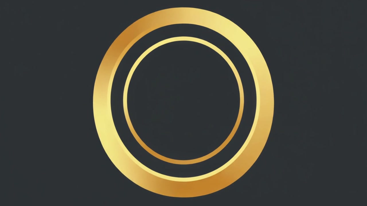 Animated Golden Rings Expanding on Dark Background