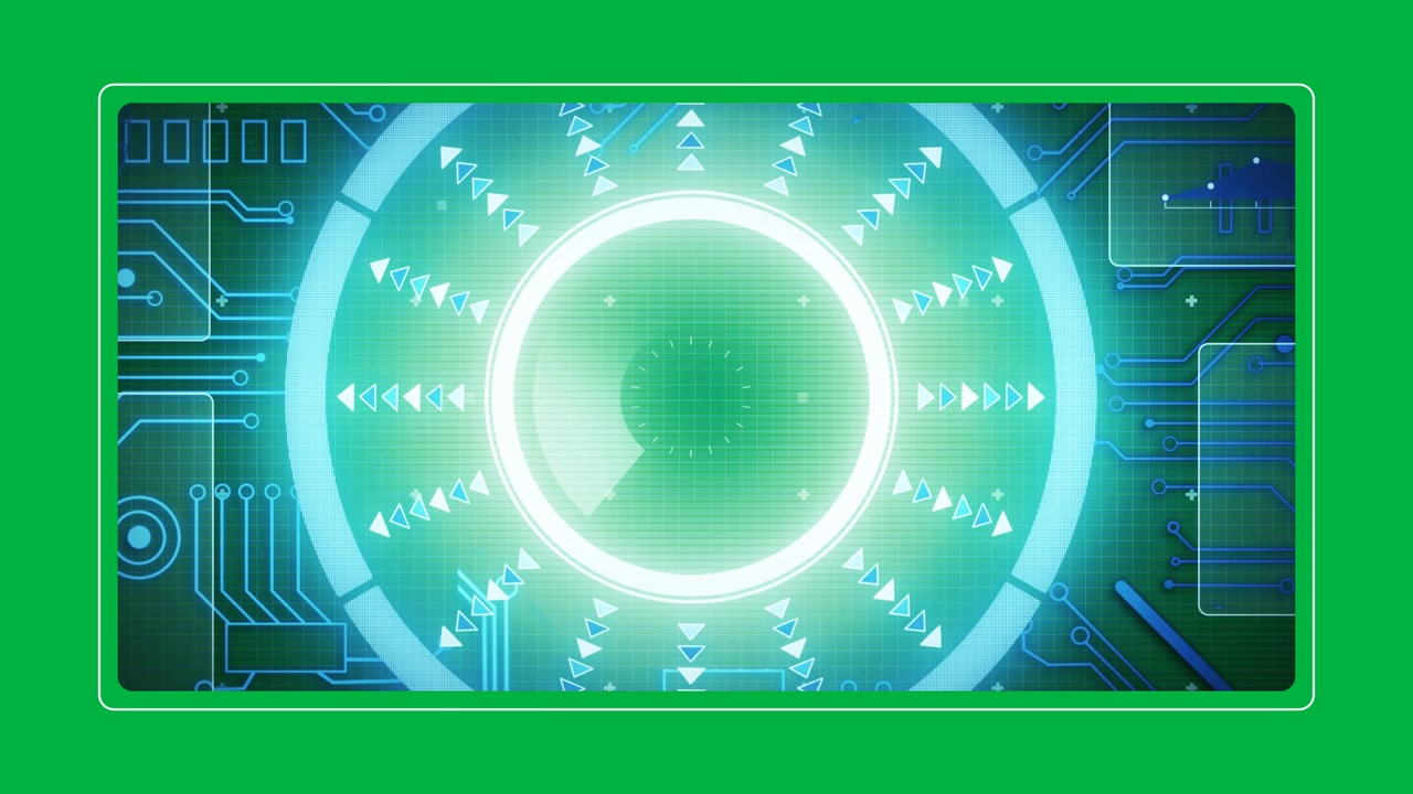 Animation of scope scanning and data processing with circuit board on digital screens