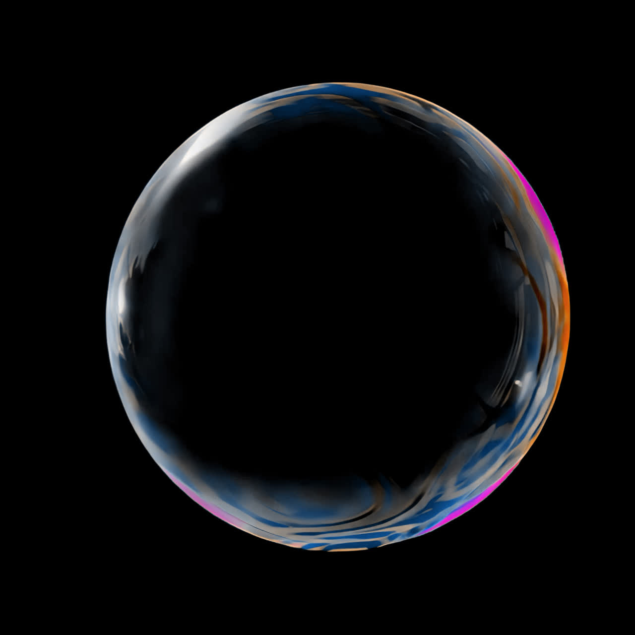 Colorful reflective soap bubble animation isolated asset, transparent 4K video, alpha channel