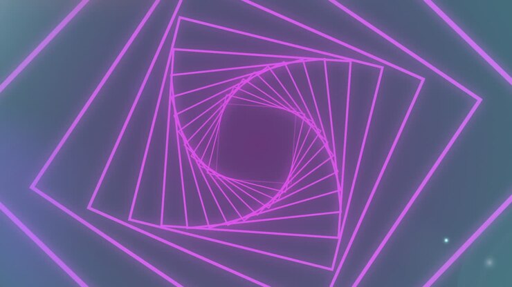 Animação de um túnel roxo feito de linhas