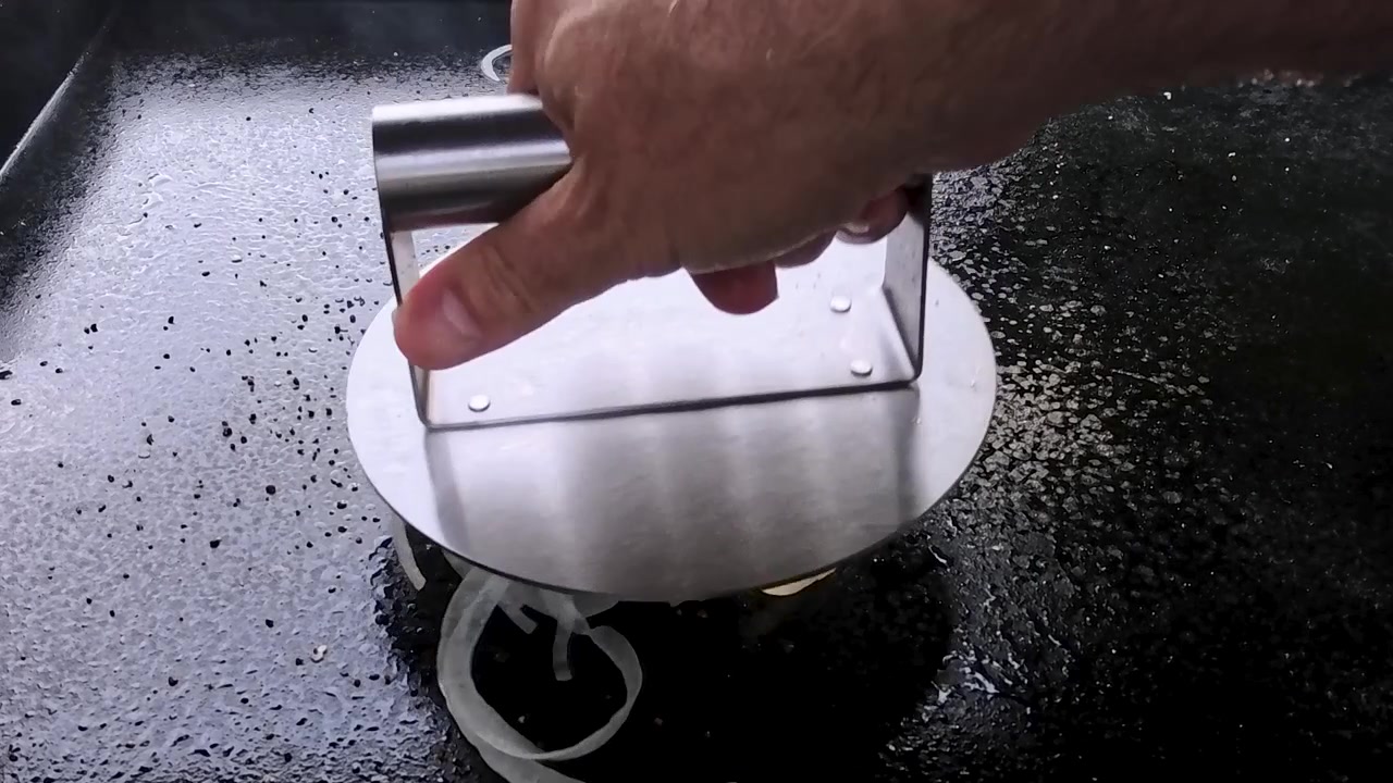 Smashing Oklahoma Onion Burgers on a Hot Griddle