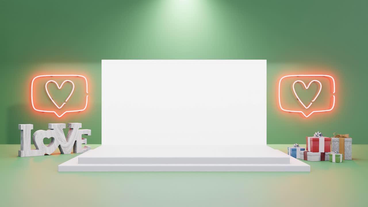 사랑 테마의 프레젠테이션 무대 초록색 배경 모 ⁇