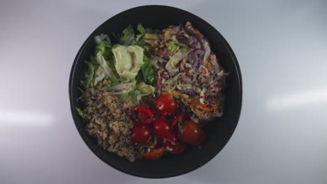 chilean salad tomato cherry lettuce coleslaw quinoa