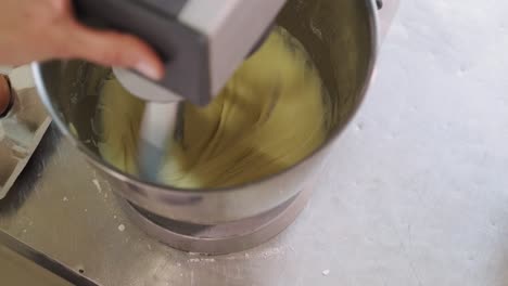 baker making dough in professional mixer