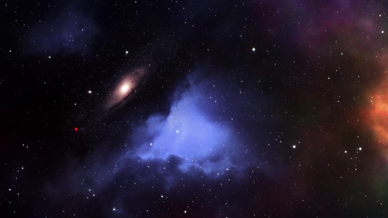 Galaxy and nebulae Travel Through Stars