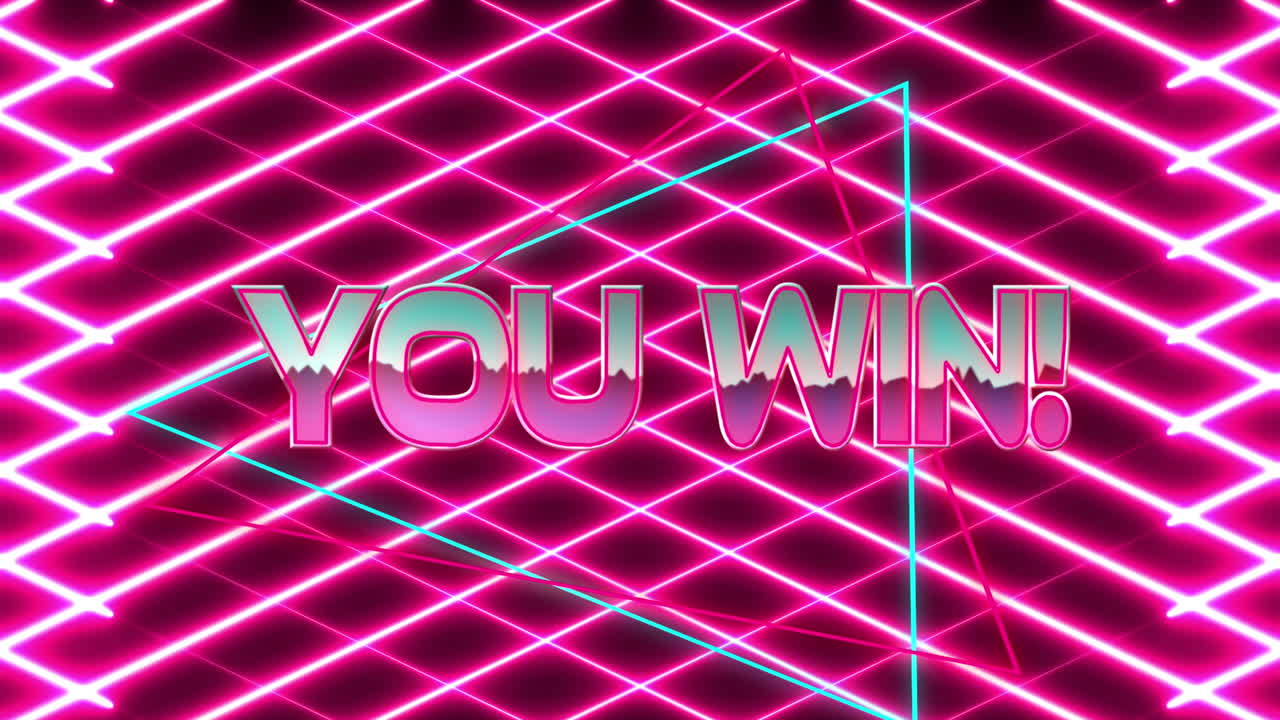 Animation of you win text over neon red lines