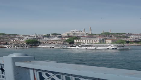 istanbul bosphorus view with mosques and boats