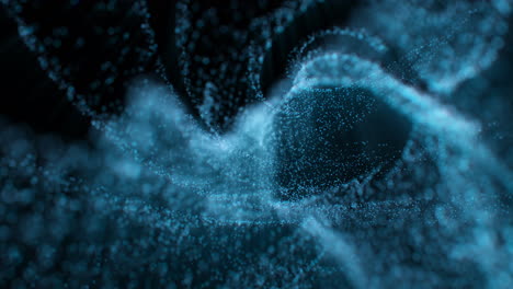 partículas de ondas azules abstractas, renderización en 3d.