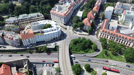 aerial view of bratislava castle and old town during the day, drone aerial view 4k establishing shot of the slovakian european capital city during the summer, stunning view of the landmark