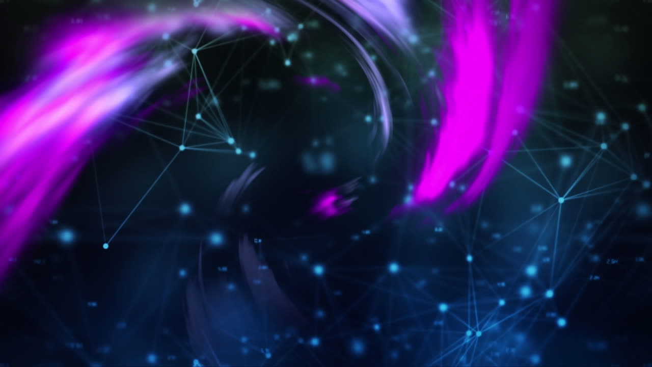 animación de humo rosado y conexiones en fondo marino