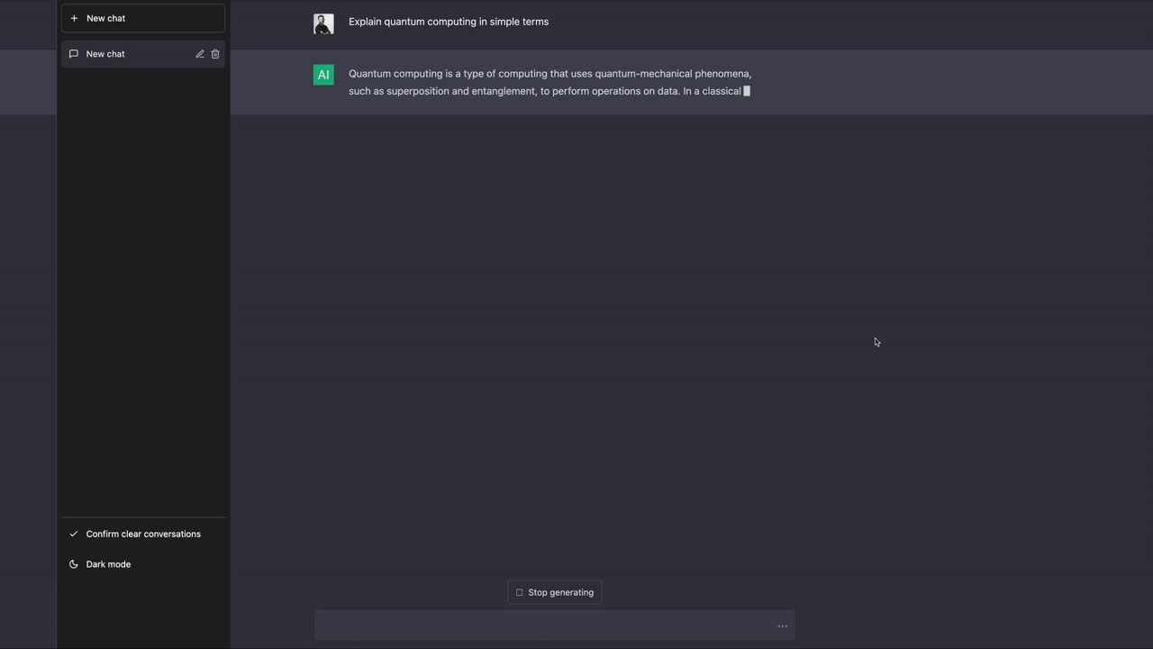 una conversazione interattiva con un programma di chat ai