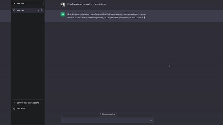 An interactive conversation with an AI chat program