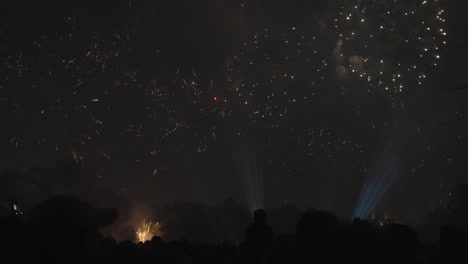 group of people capturing the bright fireworks display on film