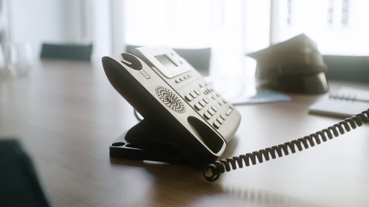 Homme utilisant son téléphone sur un bureau