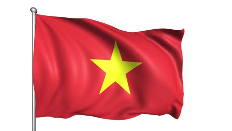 flag of vietnam with fabric structure in the wind (alpha channel, loopable)