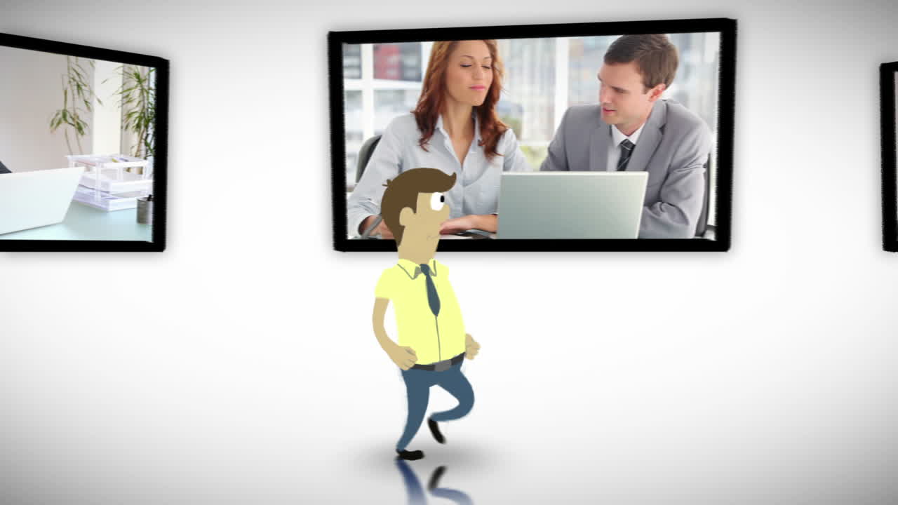 Screens of business people