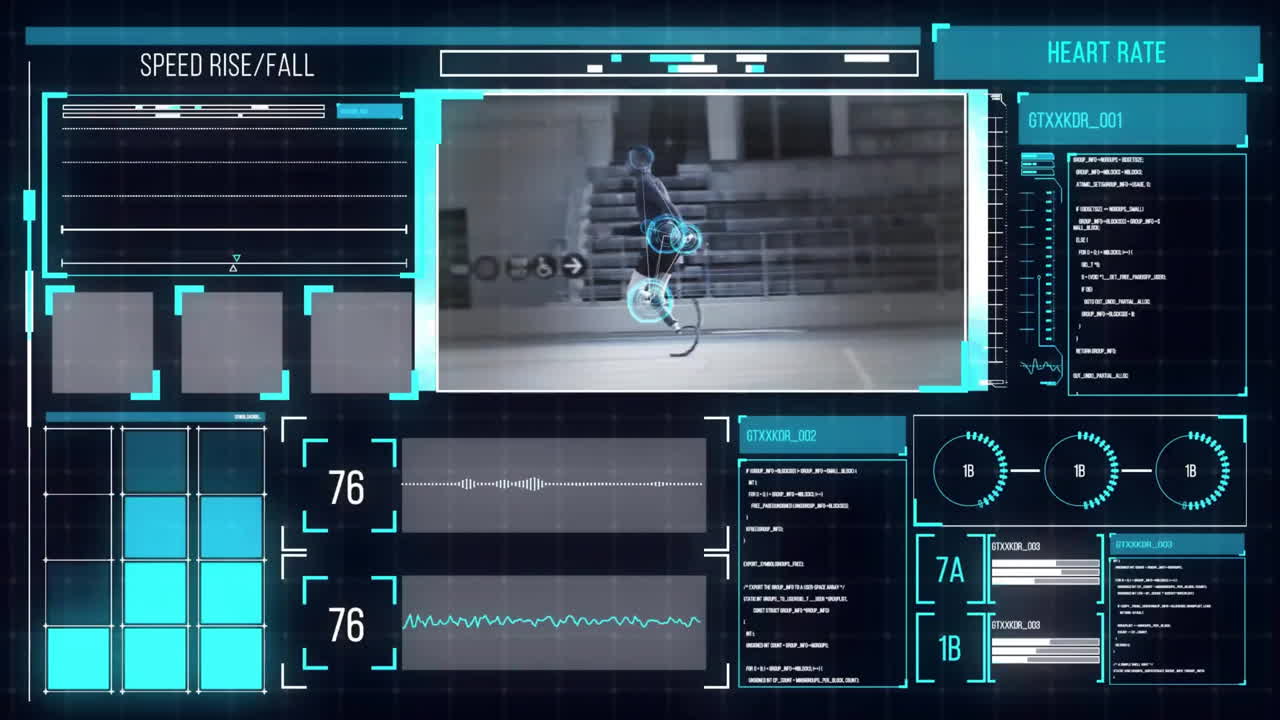 Animation of data processing on black background