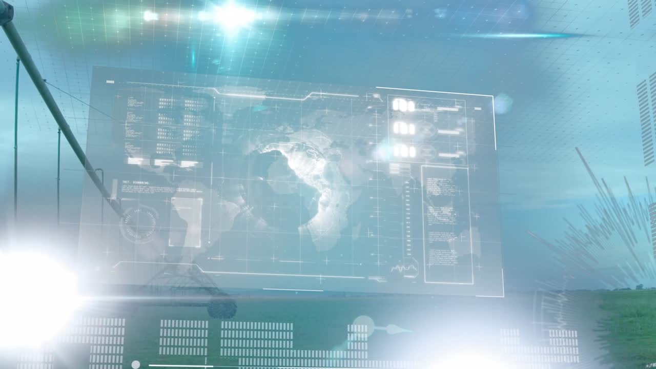 Animation of data processing over wind turbine