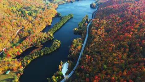 vivid autumn landscape of new england, vermont usa