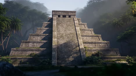 ancient mesoamerican pyramid in a lush jungle