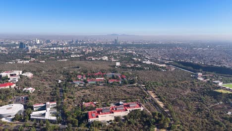 drone footage capturing natural of pedregal ecological zone, cdmx