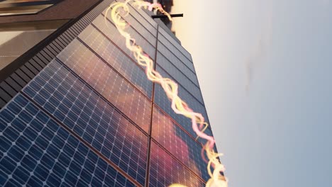 Ein-Solarpanel-Nutzt-Energie-Bei-Sonnenuntergang-Vertikal