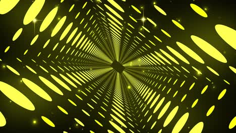 Animation-of-yellow-spots-and-stars-over-digital-tunnel