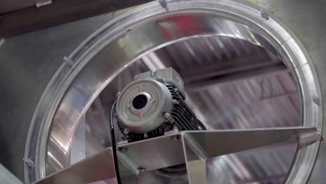 the rotation of the large industrial fan