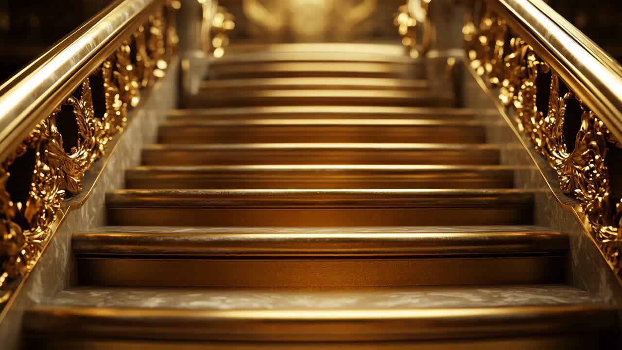 Golden Staircase in a Luxurious Interior