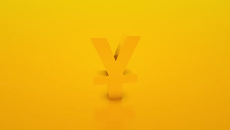 símbolo de yuan dorado. signo de yuan aislado en fondo amarillo. animación en bucle 3d