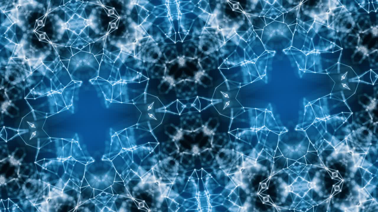 Vj Loop Blue Neon kaleidoscope. Seamless animation.