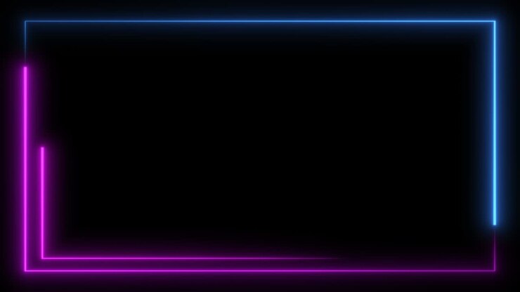 Neon Frame. Abstract Neon Frame Blue and Purple Looped Animation. LED Frame with Space. Glowing Line Loop.