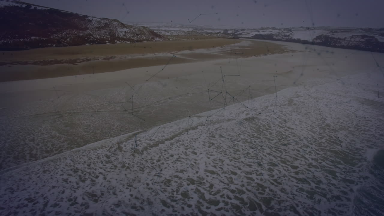 Animation of network of connections over seascape