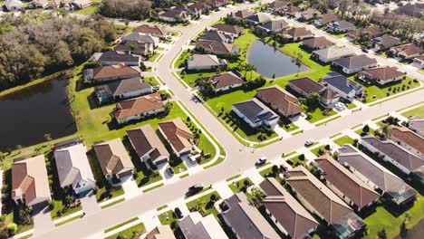 aerial de un vecindario suburbano soleado en clima tropical