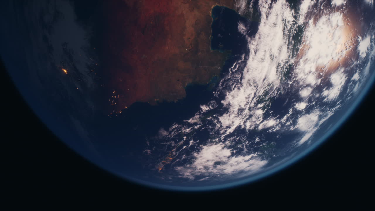 Esfera del planeta Tierra de noche en el espacio exterior