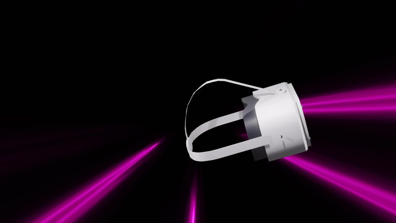 animación de auriculares vr sobre senderos de luz
