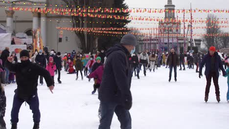 Kiev-Ukraine---January-11,-2021:-Skating-rink-on-the-territory-of-the-National-Complex-Expocenter-of-Ukraine-VDNH